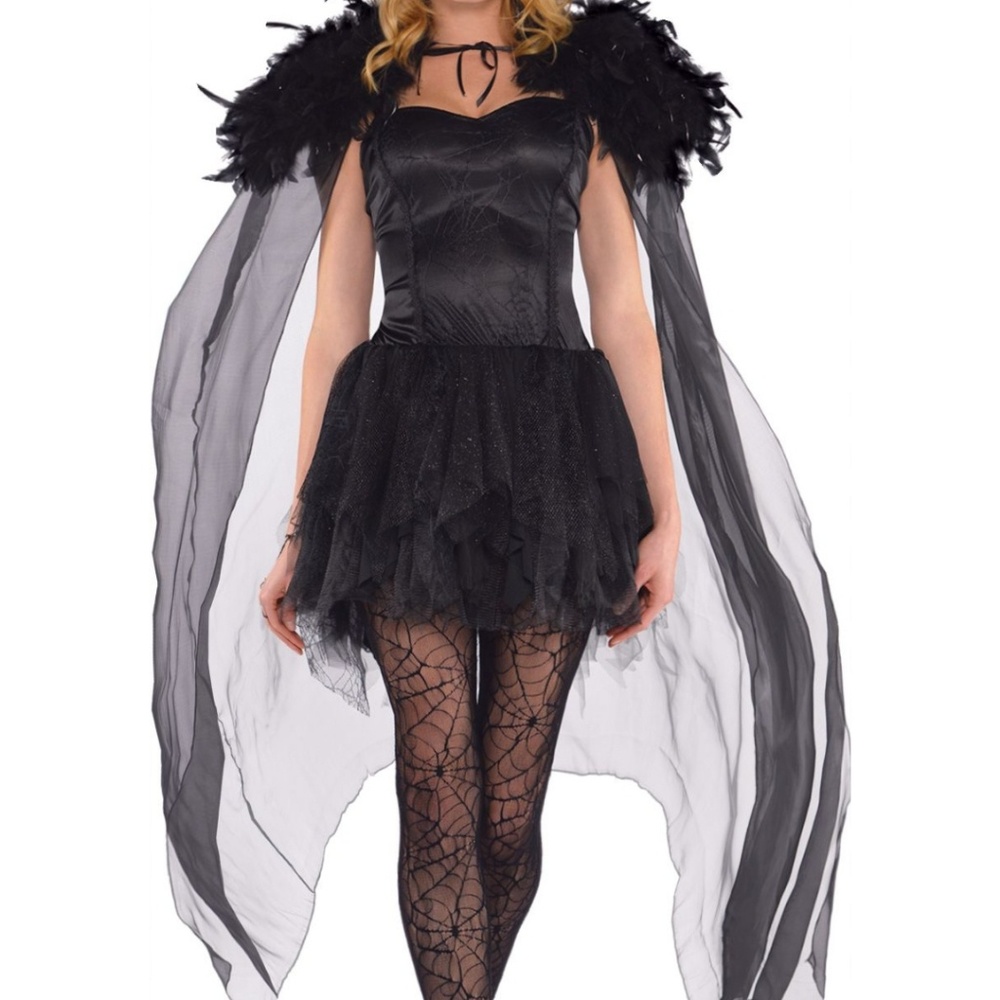 SOLD Witch Halloween Feather Cape & Petticoat Dress